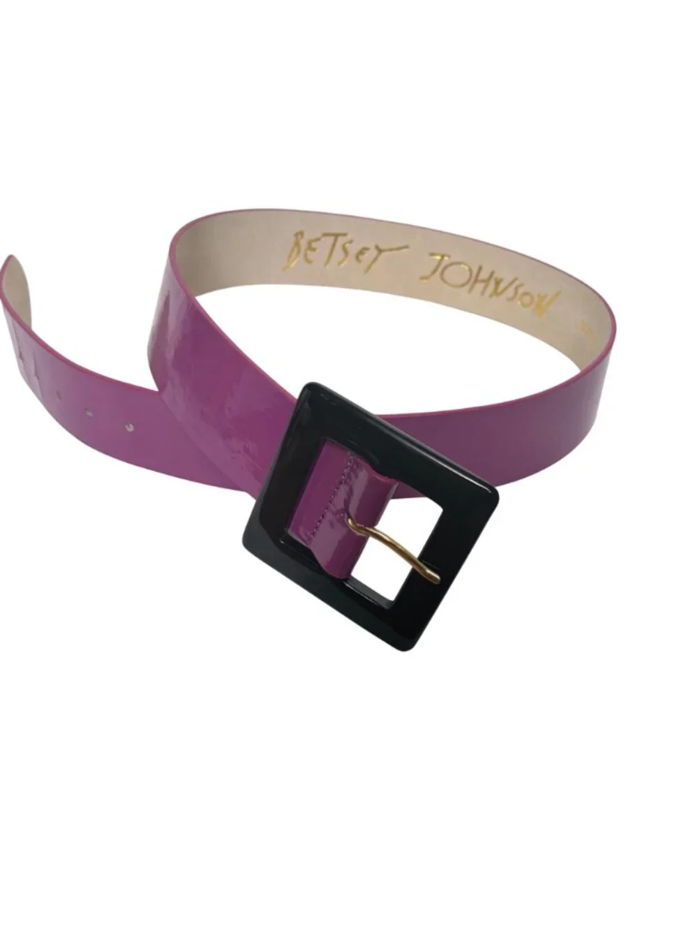 Betsey Johnson Purple Patent Leather Wide Belt Large Retro 90s Punk Feminine